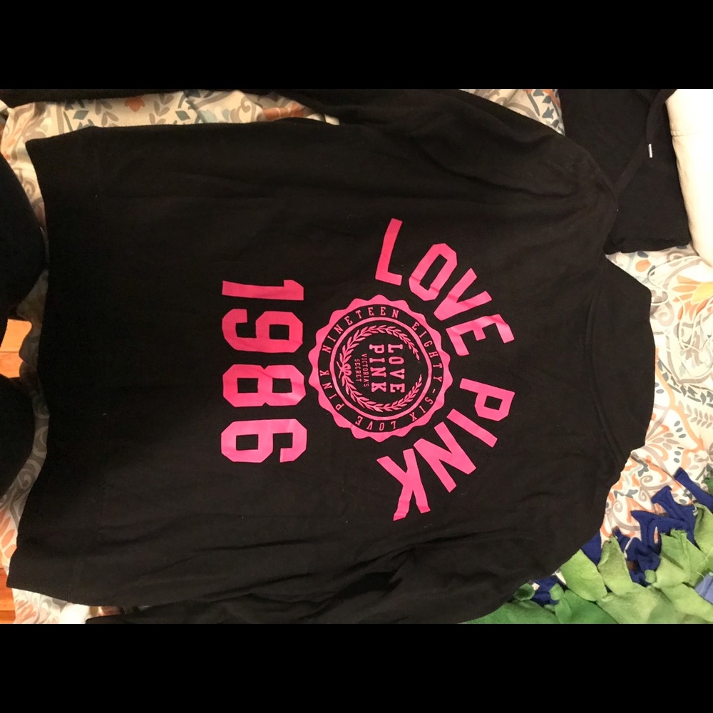 Love Pink 3/4 zip hoodless sweatshirt